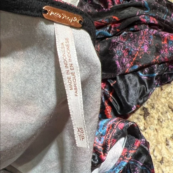 Free People Giselle Velvet Elegant Multicolor Paisley Jumpsuit XS